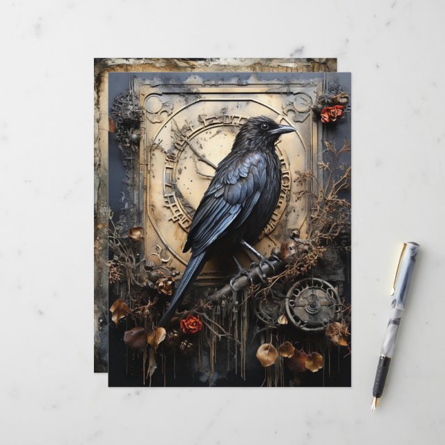 Papier d'hiver gothique Grungy Carstock (Devant/Arrière en situation)