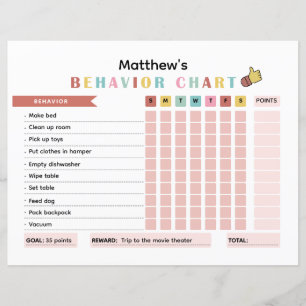 Papier Diagramme de comportement coloré pour enfants pour