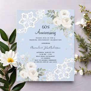 Papier Diamants bleus 60e anniversaire mariage invitation