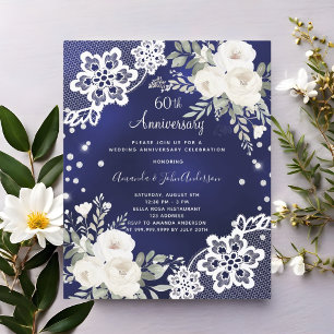 Papier Diamants bleus 60e anniversaire mariage invitation