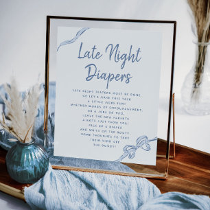 Papier Diapositives de nuit Bleu Bow Baby shower Jeu