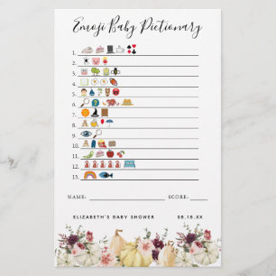 Papier Dictionnaire Emoji Jeu de Baby Shower