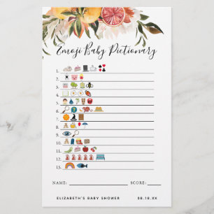 Papier Dictionnaire Emoji   Jeu de Baby Shower