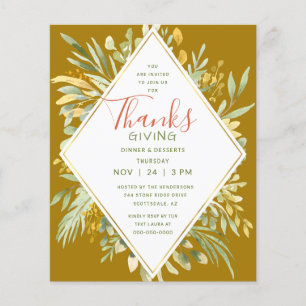 Papier Dîner d'action de grâce Budget Harvest Gold Green