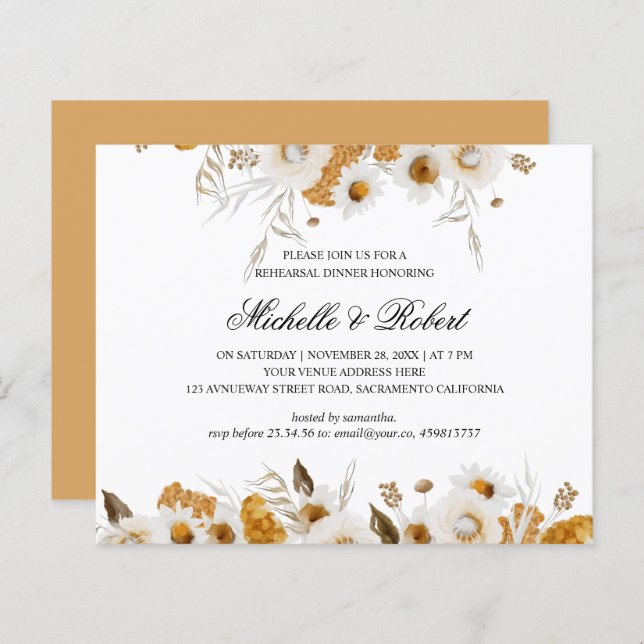 Papier Dîner de répétition blanc Mimosa jaune (Devant / Derrière)