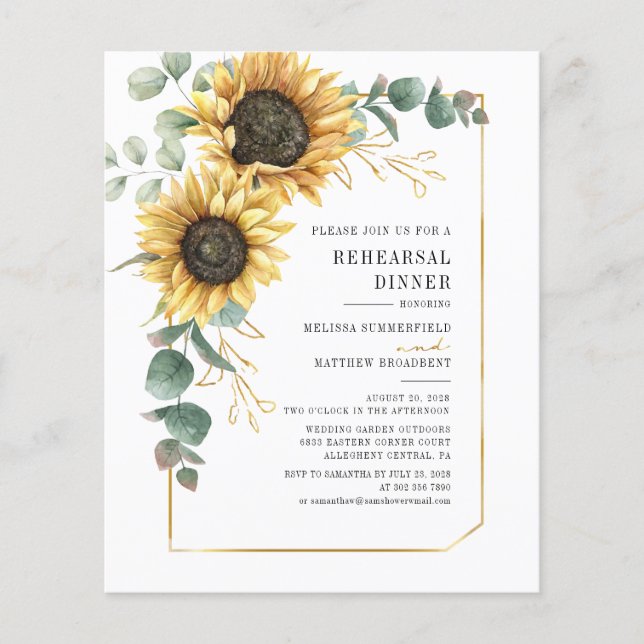Papier Dîner de répétition de tournesol Eucalyptus Invita (Devant)