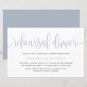 Papier Dîner de répétition Dusty Blue Pretty Calligraphy