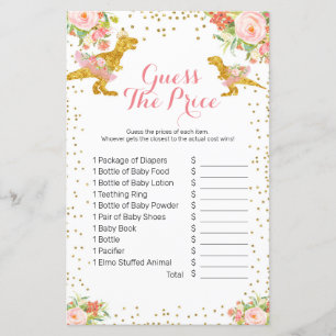 Papier Dino Girl Pink Gold devinez le prix Game