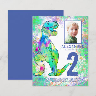 Papier Dinosaur 2e anniversaire de la fête Photo aquarell