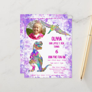 Papier Dinosaur 5e anniversaire T Rex Photo Purple Budget