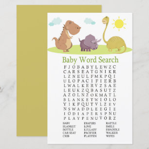 Papier Dinosaur Baby shower Mot de recherche Jeu