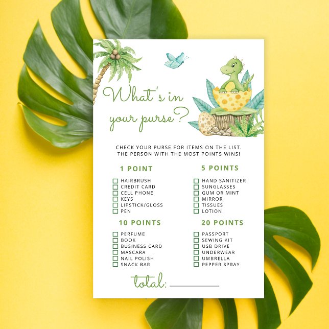 Papier Dinosaur Ce qui est dans votre jeu de Baby shower  (Créateur téléchargé)