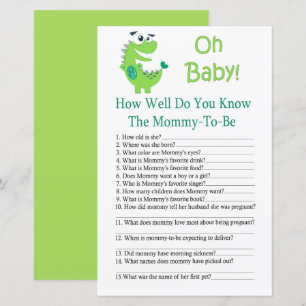 Papier Dinosaur Connaissez-vous bien le jeu de baby showe