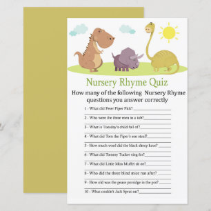 Papier Dinosaur Nursery Rhyme Quiz jeu de baby shower