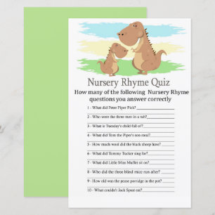 Papier Dinosaur T-rex Nursery Rhyme Quiz jeu de baby show