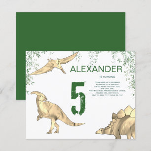 Papier Dinosaure aquarelle Anniversaire budget fête verte