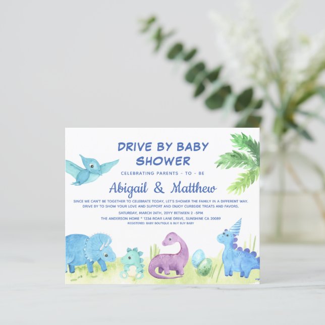 Papier Dinosaure BUDGÉTAIRE Conduite Par Invitation Baby  (Debout devant)
