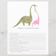 Dinosaures Baby shower rose Livre Scramble Jeu