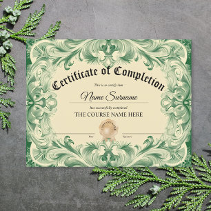Papier Diplôme Certificat d'achèvement Cours d'attributio