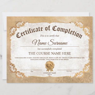 Papier Diplôme Certificat d'achèvement Cours d'attributio