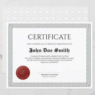 Papier Diplôme Classique Élégant Certificat avec sceau de