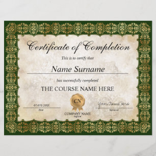 Papier Diplôme d'attribution de certificat d'achèvement c