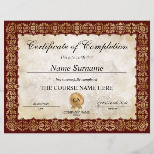 Papier Diplôme d'attribution de certificat d'achèvement c