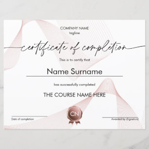 Papier Diplôme de participation à la certification de fin