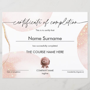 Papier Diplôme de participation à la certification de fin