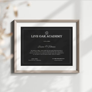 Papier Diplôme d'école familiale Noir moderne