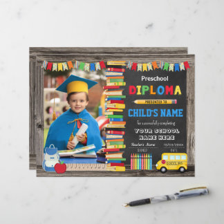 Papier Diplôme d'études préscolaires avec photo
