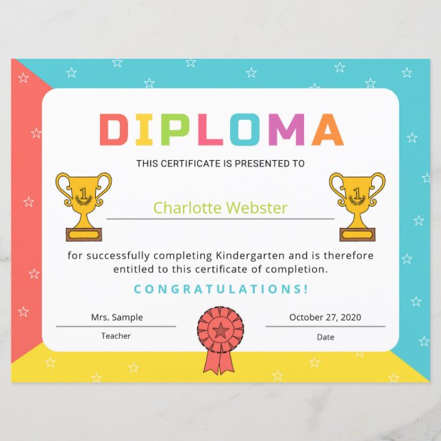 Papier Diplôme d'études secondaires Diplôme élémentaire C (Devant)