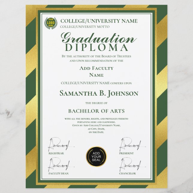 Papier Diplôme d'études universitaires du Green School Co (Devant)