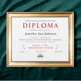 Papier Diplôme d'obtention d'un certificat de couronne d'