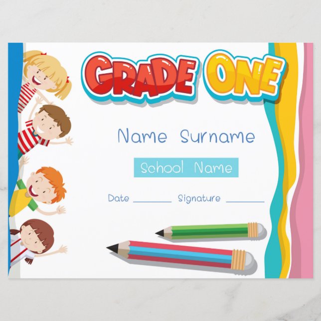 Papier Diplôme Élémentaire de Première Année  (Devant)