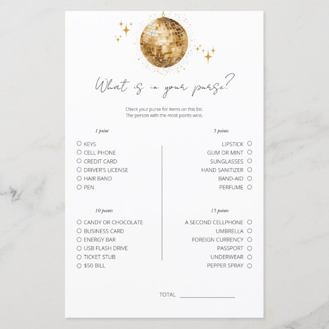 Papier Disco Ce Qui Est Dans Votre Jeu De Fête des mariée (Devant)