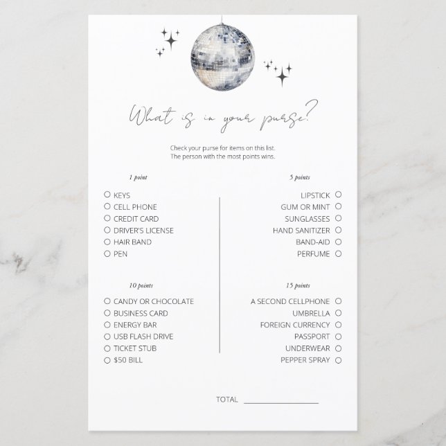 Papier Disco Ce Qui Est Dans Votre Jeu De Fête des mariée (Devant)