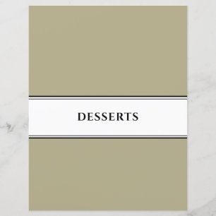 Papier Divider de livre de cuisine   Desserts   Sage noir