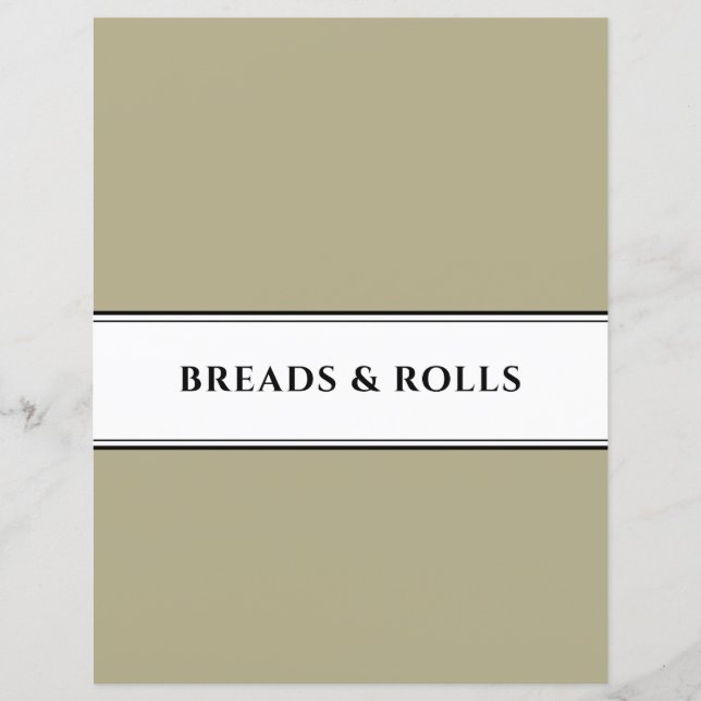 Papier Divider de livre de cuisine | Pain et rouleau | Sa (Devant)