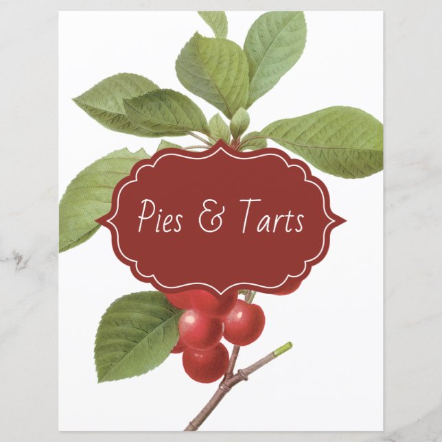 Papier Divider de recette de cerise botanique (Devant)