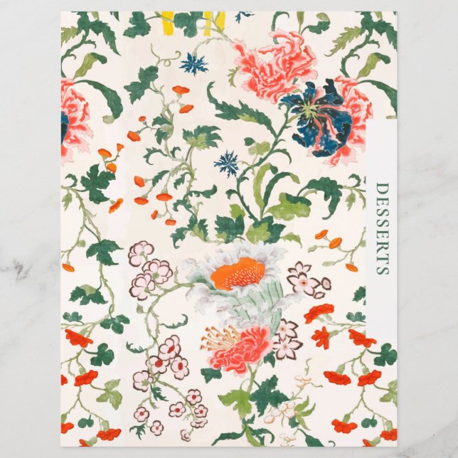 Papier Divider de recette | Desserts | Floral élégant (Devant)