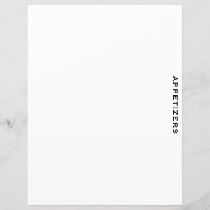 Papier Divider de recette   Entrées   Blanc simple