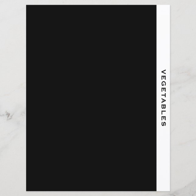 Papier Divider de recette | Légumes | Noir et blanc (Devant)