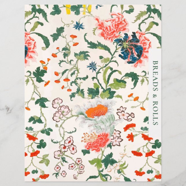 Papier Divider de recette | Pailles et rouleaux | Floral  (Devant)