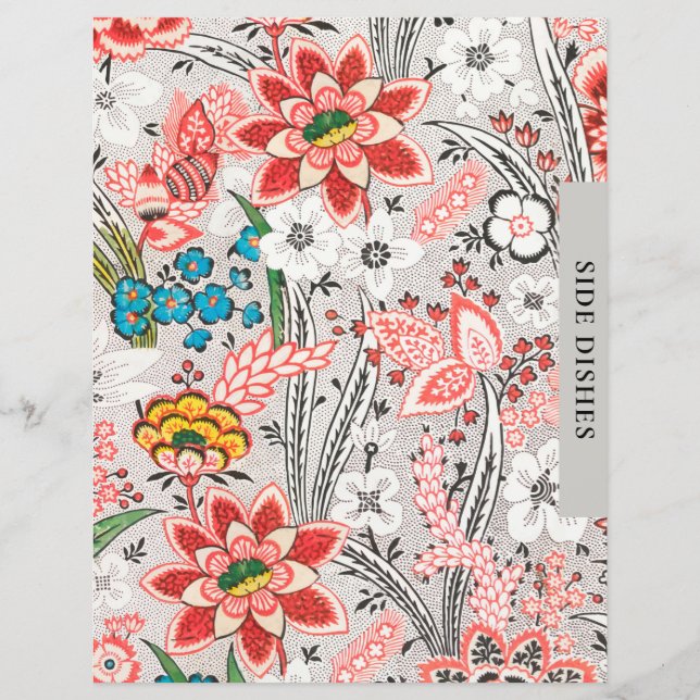 Papier Divider de recette | Plats Côtés | Élégant floral (Devant)