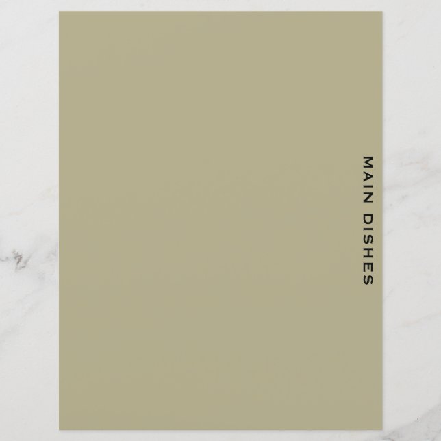 Papier Divider de recette | Sage et noir | Plats principa (Devant)