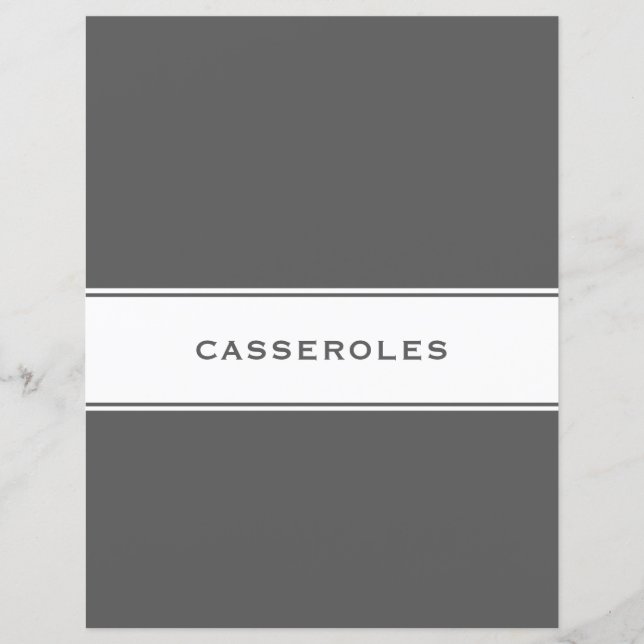 Papier Divider de sujet de recette | Casseroles | Gris et (Devant)