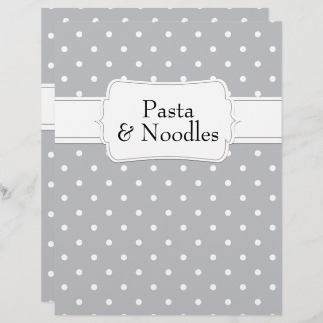Papier Divider Recette Motif Gris Polkadot (Devant / Derrière)