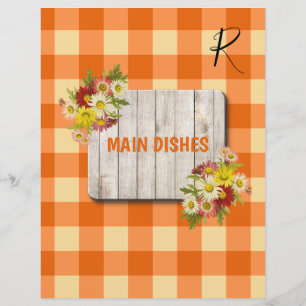 Papier Diviseur organisateur de recettes en vichy orange 