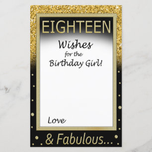 Papier Dix-huit voeux pour la fille d'anniversaire